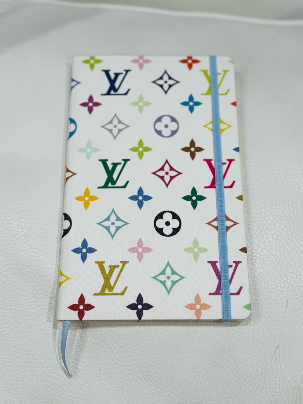 Louis Vuitton Multicolor Monogram Notebook New with Light Blue Elastic